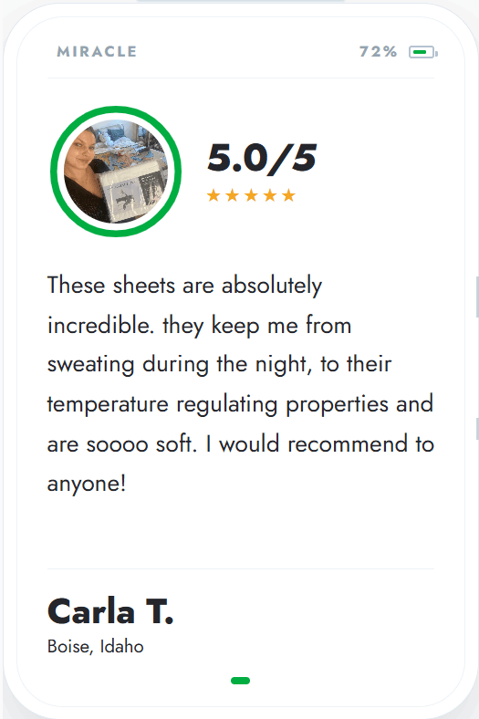 Miracle Sheets user Carla T.